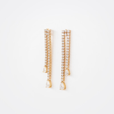 Boucles d'oreilles Cascada or rose & diamants