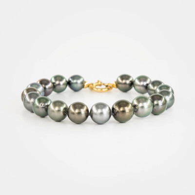 Bracelet or jaune & perles Tahiti