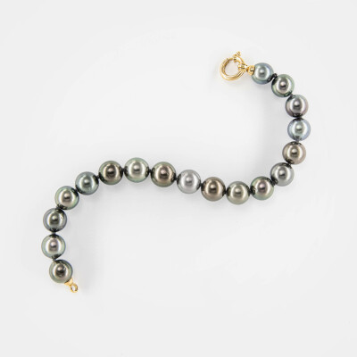 Bracelet or jaune & perles Tahiti