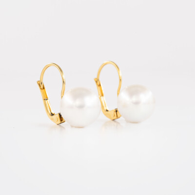 Dormeuse or jaune & perles