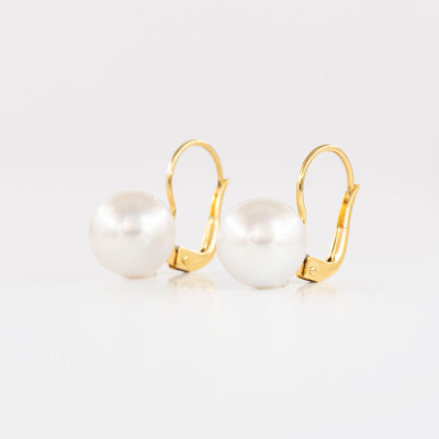 Dormeuse or jaune & perles