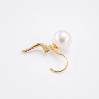 Dormeuse or jaune & perles