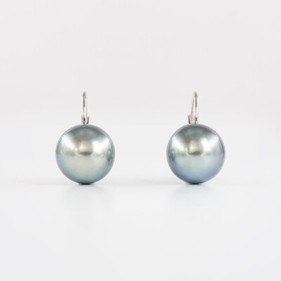 Dormeuse or blanc & perles Tahiti 