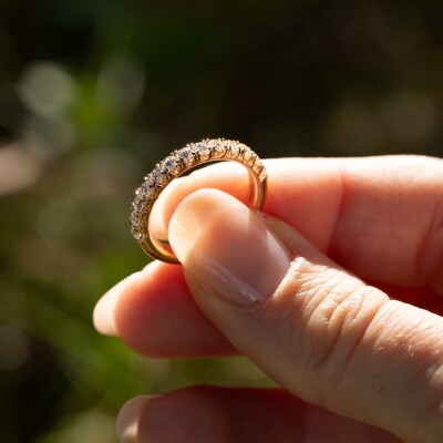 Alliance Elégante demi-tour or rose & diamants