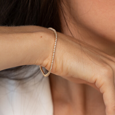 Bracelet Rivière or rose & diamants