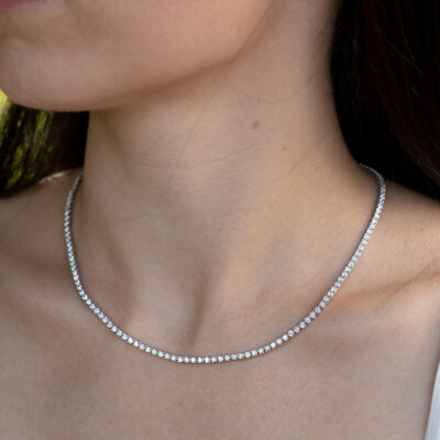 Collier Rivière or blanc & diamants