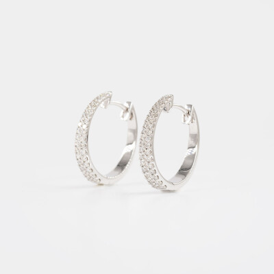 Créoles Sparkles or blanc & diamants