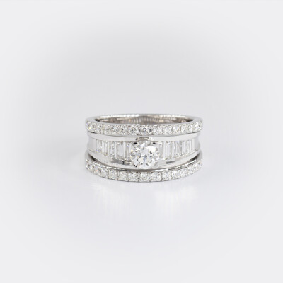 Bague Florentine or blanc & diamants