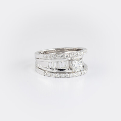 Bague Florentine or blanc & diamants