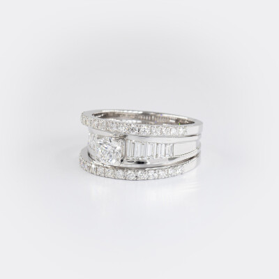 Bague Florentine or blanc & diamants
