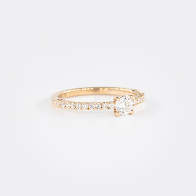 Solitaire Eve or rose & diamants