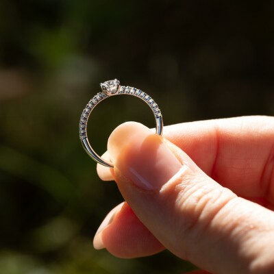 Solitaire Eve or blanc & diamants