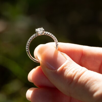 Solitaire Eve or blanc & diamants