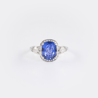 Bague Olympe or gris, saphir & diamants 