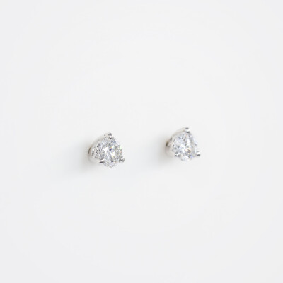 Puces d'oreilles Halo or blanc & diamants 