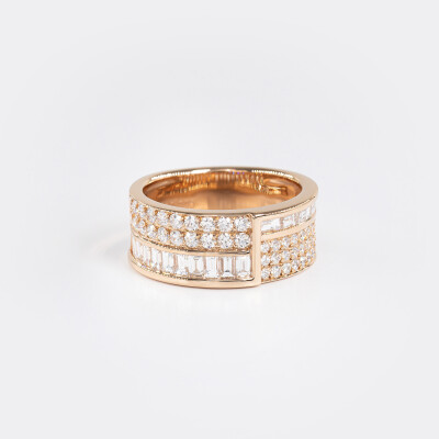 Bague Manhattan or rose & diamants