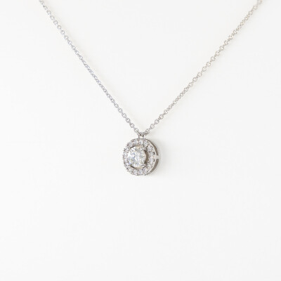 Collier Evidence or blanc & diamants