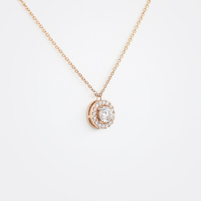 Collier Evidence or rose & diamants