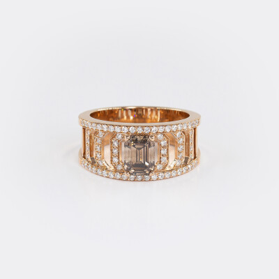 Bague Riviera or rose & diamant chocolat