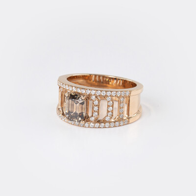 Bague Riviera or rose & diamant chocolat