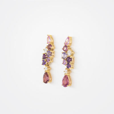 Boucles d'oreilles Spring or jaune, saphirs & pierres fines