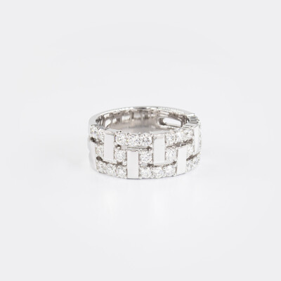 Bague Labyrinthe or blanc & diamants