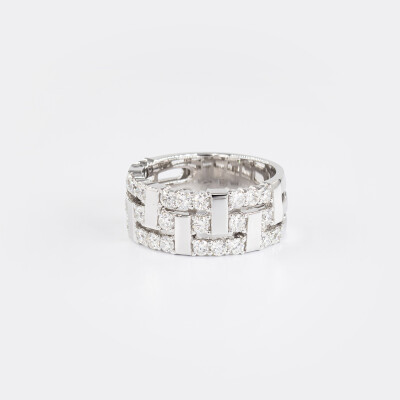 Bague Labyrinthe or blanc & diamants