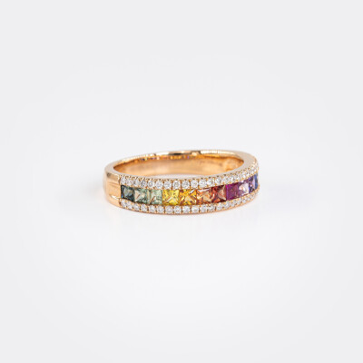 Alliance Rainbow or rose & saphirs multicolores