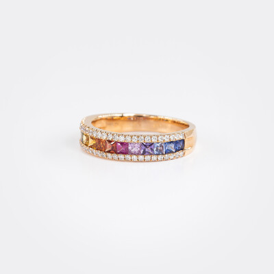 Alliance Rainbow or rose & saphirs multicolores