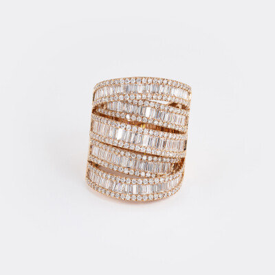 Bague New Crown 5 arches or rose & diamants