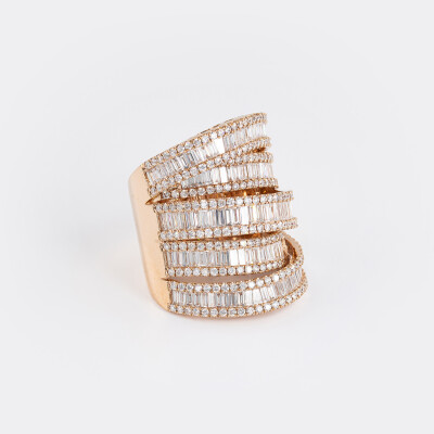 Bague New Crown 5 arches or rose & diamants