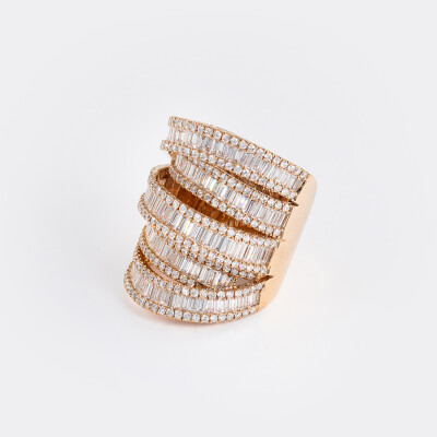 Bague New Crown 5 arches or rose & diamants