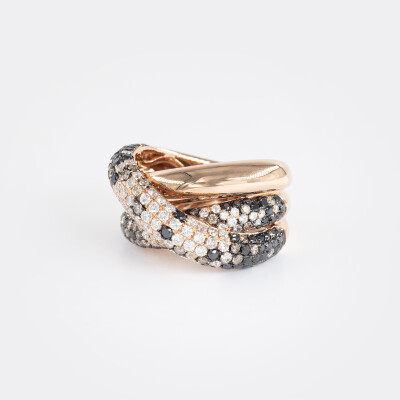 Bague Crépuscule 3 arches or rose & diamants