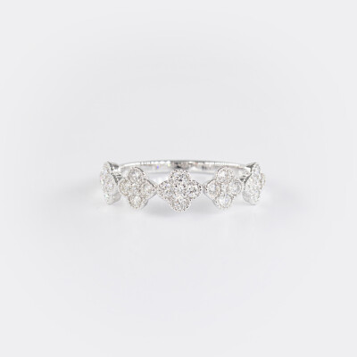 Bague Dame de Trèfle or blanc & diamants