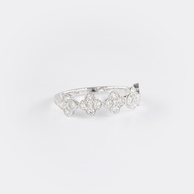 Bague Dame de Trèfle or blanc & diamants