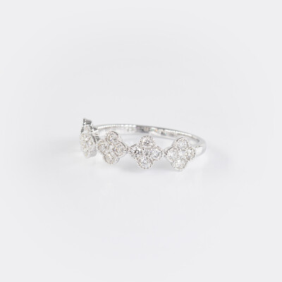 Bague Dame de Trèfle or blanc & diamants