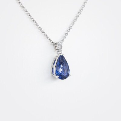 Collier Absolu or blanc, saphir & diamants