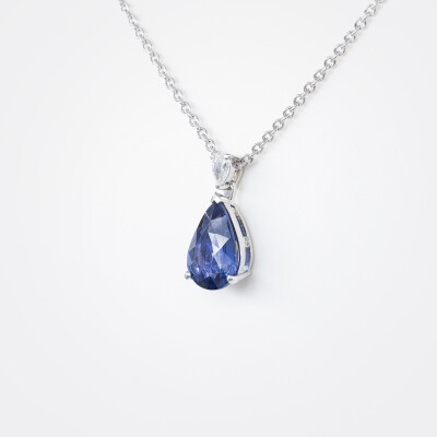 Collier Absolu or blanc, saphir & diamants