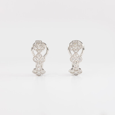 Créoles Dame de Trèfle or blanc et diamants 
