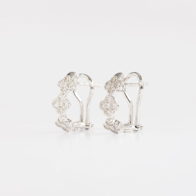 Créoles Dame de Trèfle or blanc et diamants