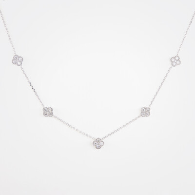 Collier Dame de Trèfle or blanc & diamants