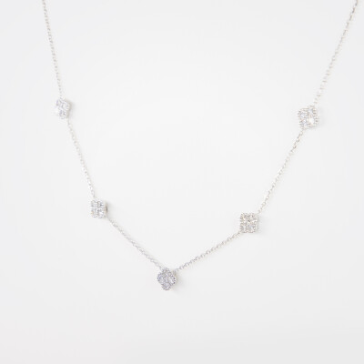 Collier Dame de Trèfle or blanc & diamants
