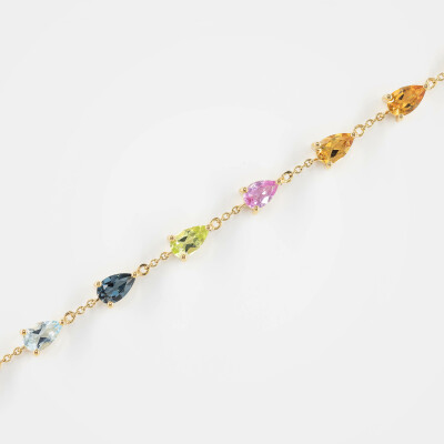 Bracelet India or jaune & pierres fines