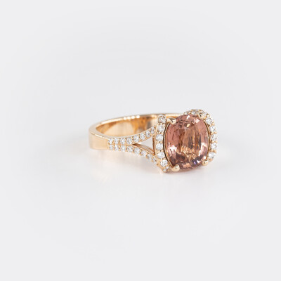 Bague Divine or rose, tourmaline jaune & diamants