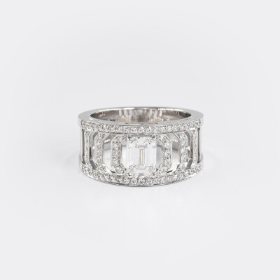 Bague Riviera or blanc & diamants