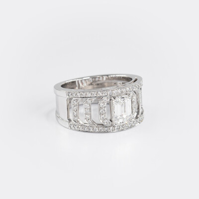 Bague Riviera or blanc & diamants