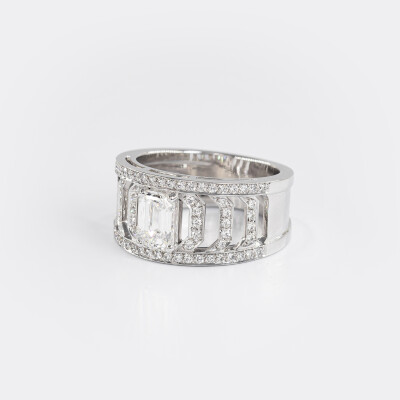 Bague Riviera or blanc & diamants