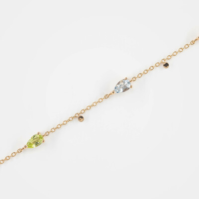 Bracelet India or rose & pierres fines