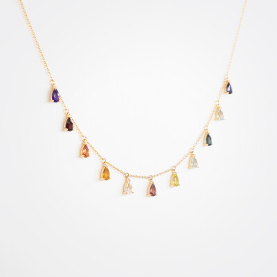 Collier India or jaune & pierres fines