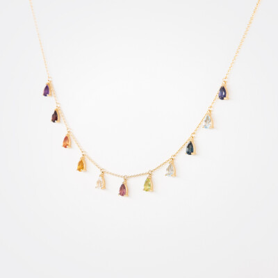 Collier India or jaune & pierres fines